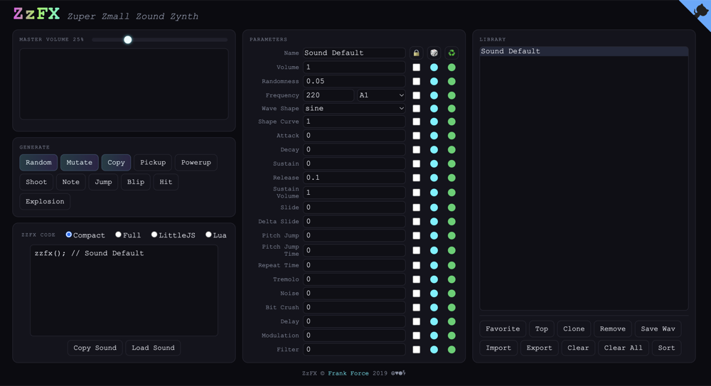 ZzFX 音效設計工具